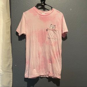 RIPNDIP Pink Tie-Dye Cat Pocket T-shirt